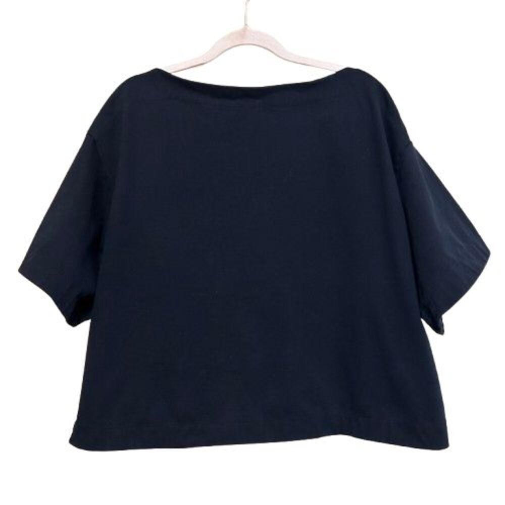 Banana Republic Boatneck Heavyweight Boxy Cotton Tee Shirt Womens XL Black Top